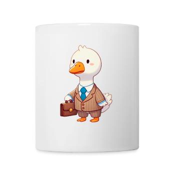 Serious Goose en costume avec mallette - Mug blanc - blanc - Devant