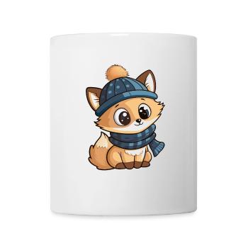 Renard mignon avec écharpe et chapeau à pompon. - Mug blanc - blanc - Devant
