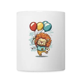Vol fantaisiste : Lion avec des ballons - Mug blanc - blanc - Devant