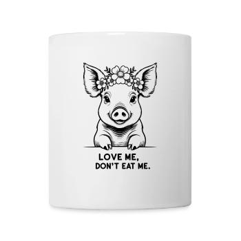 Cochon avec couronne de fleurs – Aimez-moi, ne me mangez pas - Mug blanc - blanc - Devant