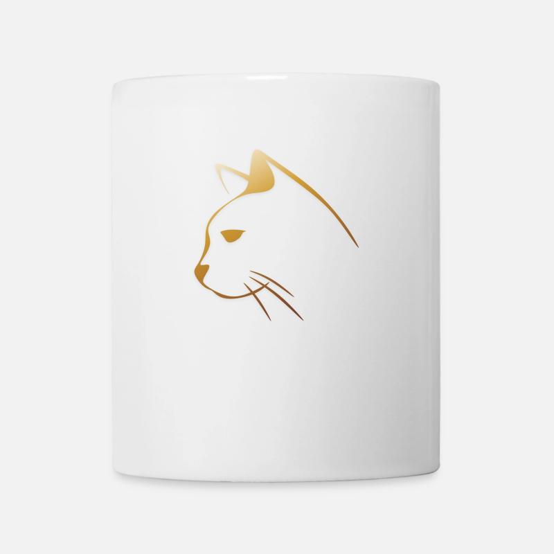 goldene Katze - Tasse - Weiß
