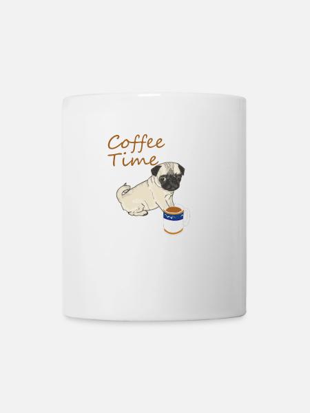 Dog with Coffee Coffee Time Gift - Mug - white