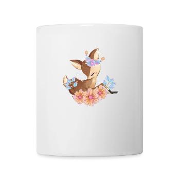 Hirsch mit Blumen - Tasse - Weiß - Vorne