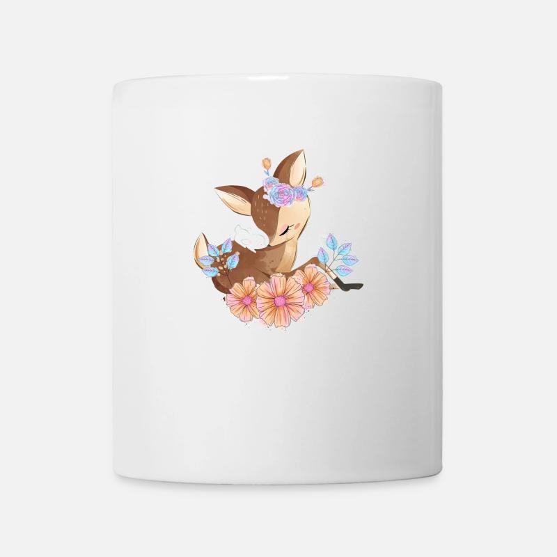 Cerf avec des fleurs - Mug blanc - blanc