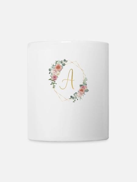 Personalisierbar Monogramm A Floral - Tasse - Weiß