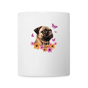 Carlin avec papillons - Mug blanc - blanc - Devant