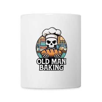 Old Man Baking Skull mit Bäckermütze mit Brot - Tasse - Weiß - Vorne