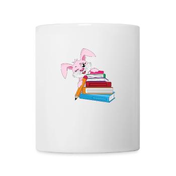 Schulkind Hase Kaninchen Bücher - Tasse - Weiß - Vorne