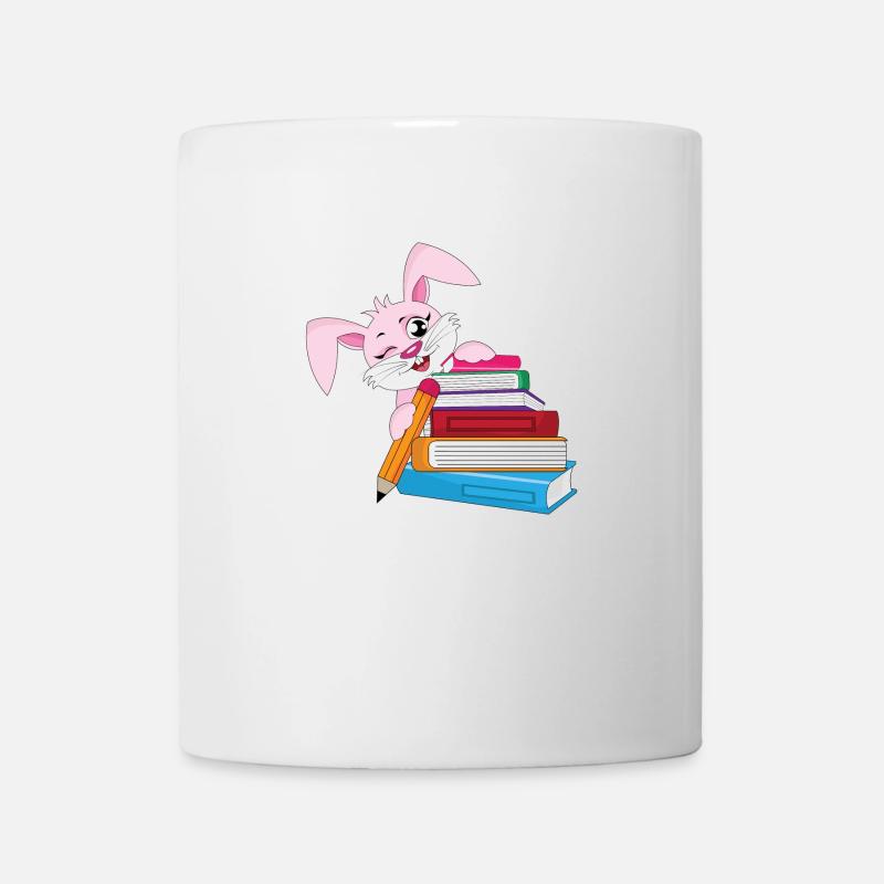 Livres de lapin scolaire lapin - Mug blanc - blanc
