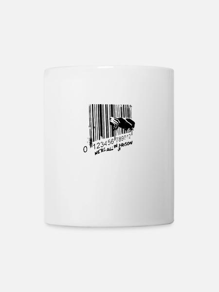 Nous sommes tous dans la prison Graffiti - graffiti code à barres - Mug blanc - blanc