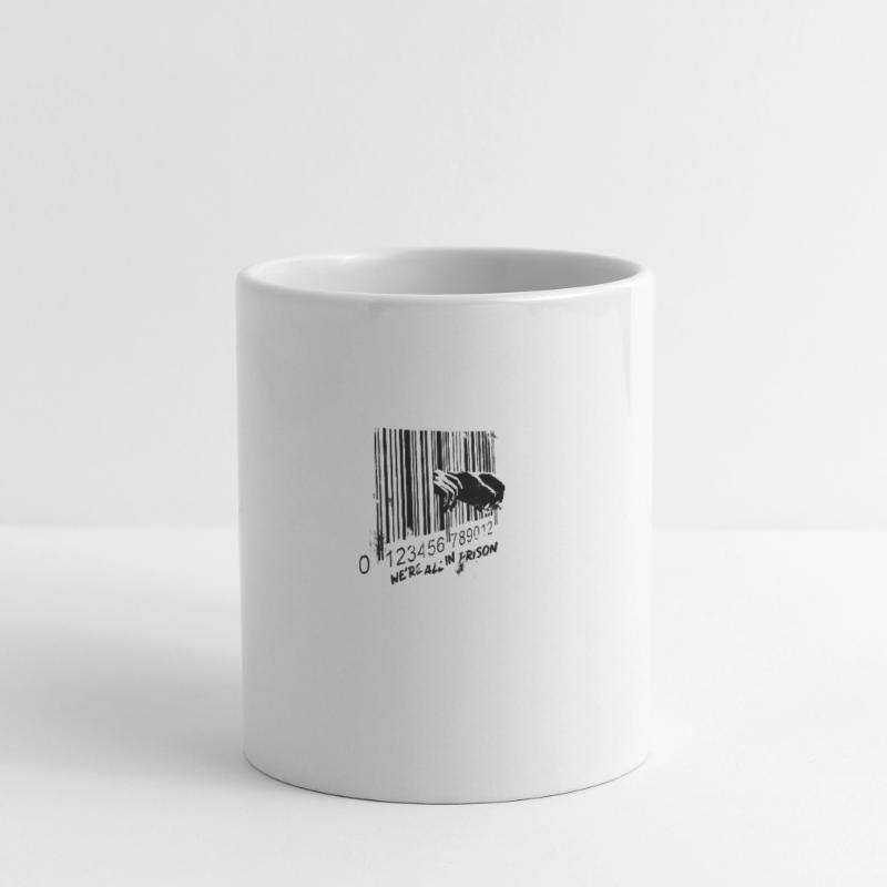 Nous sommes tous dans la prison Graffiti - graffiti code à barres Mug blanc