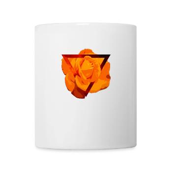 Orangene gezeichnete Blume im roten Spacedreieck - Tasse - Weiß - Vorne