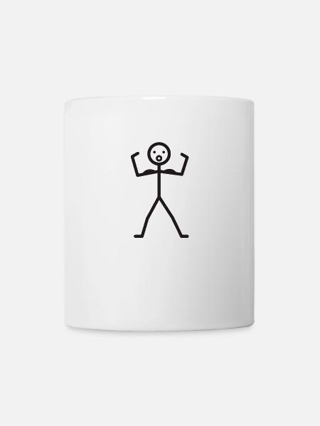Strichmännchen Bizeps Geschenk Muskel Fitness dünn - Tasse - Weiß