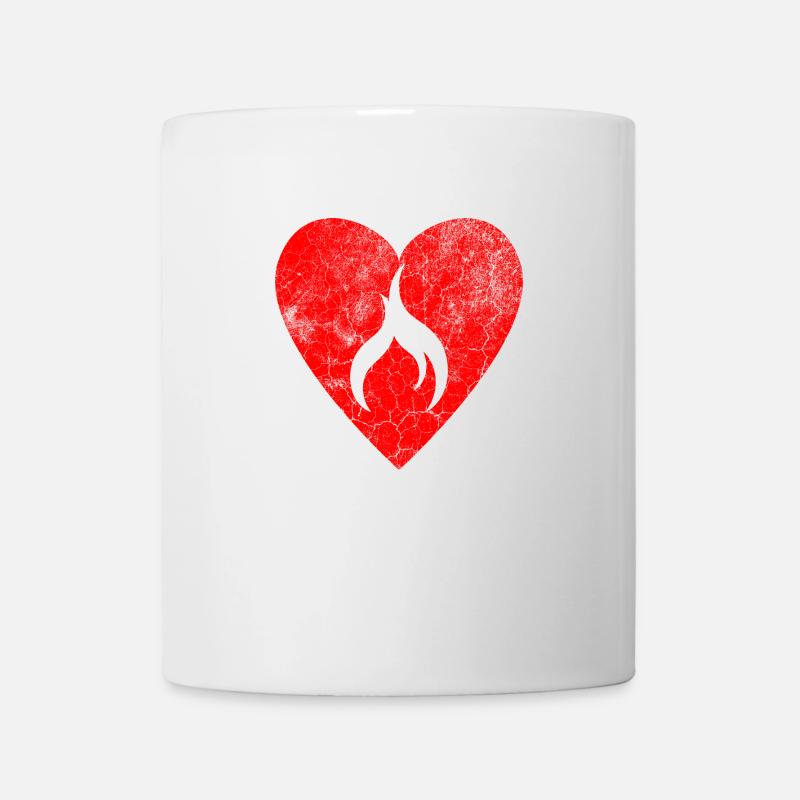 brennendes Herz Vintage - Tasse - Weiß