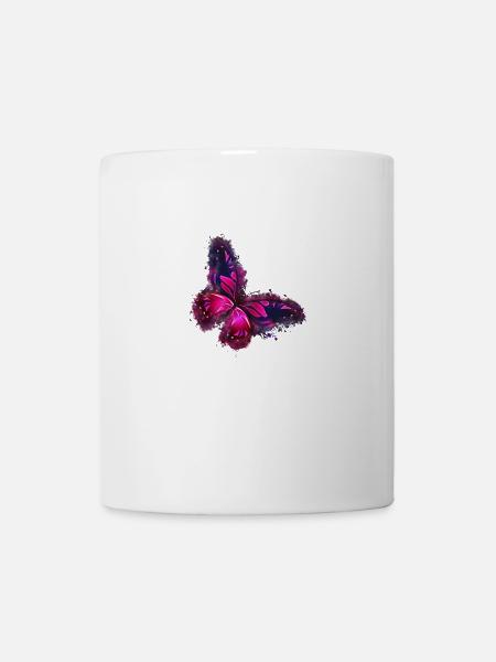 Schmetterling Rosa hell glühend - Tasse - Weiß