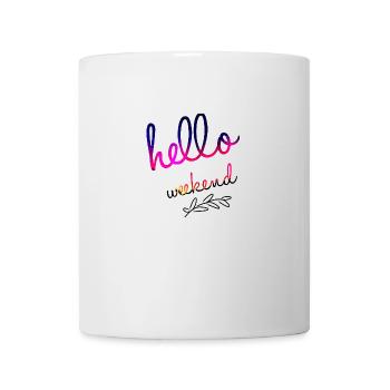Hello Weekend Week-end Inscription Cadeau - Mug blanc - blanc - Devant