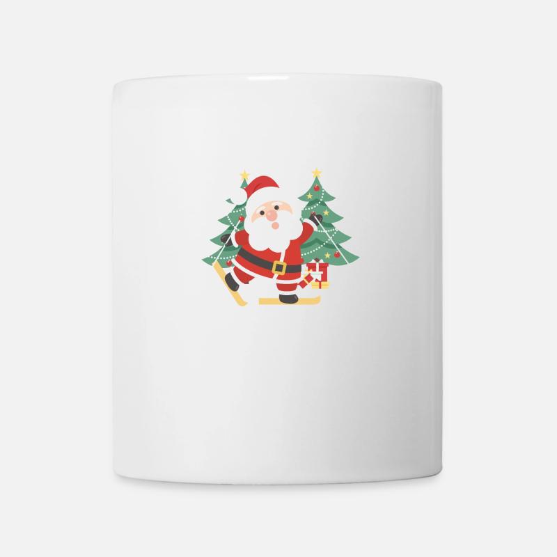 Skiing Christmas Santa Claus Christmas Trees - Mug - white