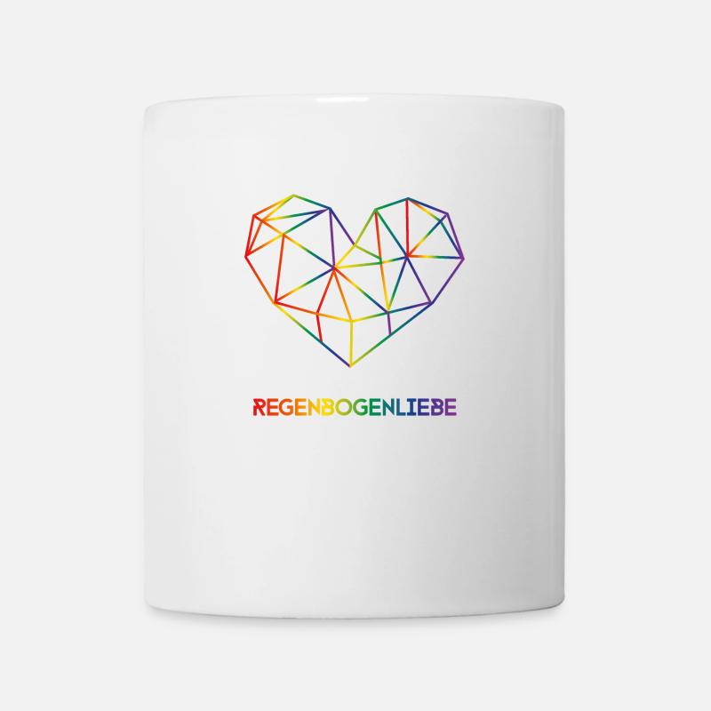 Rainbow love with geometric heart - Mug - white