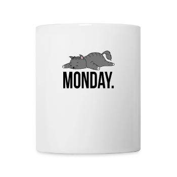 Katze Montag Spruch Geek Arbeit Faulheit Geschenk - Tasse - Weiß - Vorne