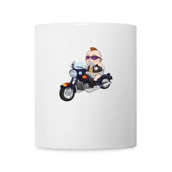 Cool moto chopper biker bébé punker paix - Mug blanc - blanc - Devant