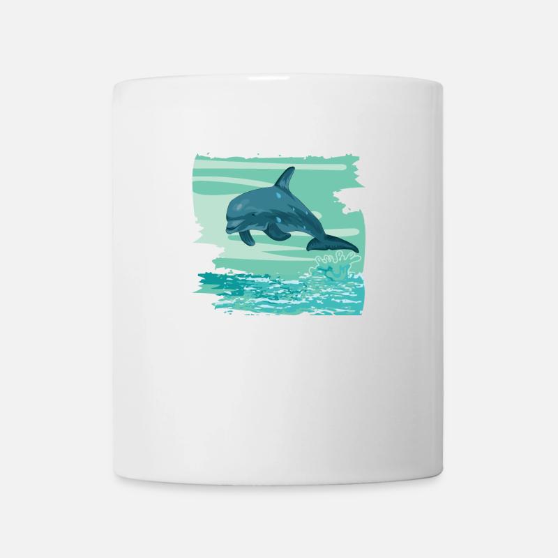 Delfin Tümmler Meeressäuger springt aus dem Meer - Tasse - Weiß