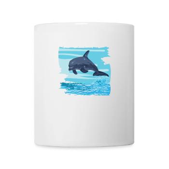 Dolphin dolphin leaps out of sea water gift - Mug - white - Front