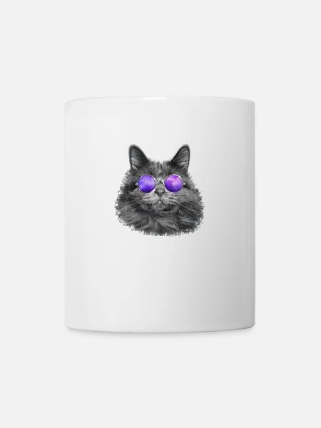 Coole Katze mit Sonnenbrille Cat Lustiges Geschenk - Tasse - Weiß