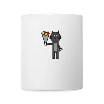 Katze Comic Blumenstrauß Geschenk - Tasse - Weiß - Vorne