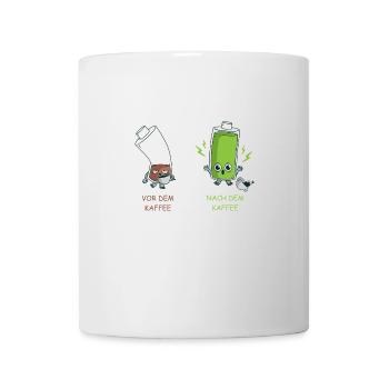 Kaffee Koffein Junkie Akku Batterie Witzig Lustig - Tasse - Weiß - Vorne