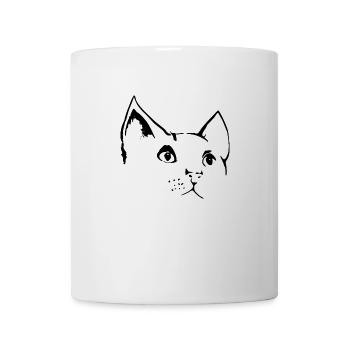 Katzenkopf 4- Katzengesicht - Tasse - Weiß - Vorne