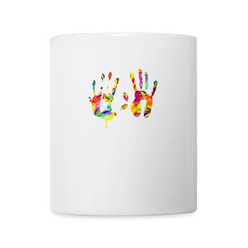 Empreinte de main colorée - Mug blanc - blanc - Devant