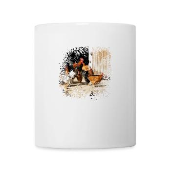 Glückliche Hühner auf dem Bauernhof - Tasse - Weiß - Vorne