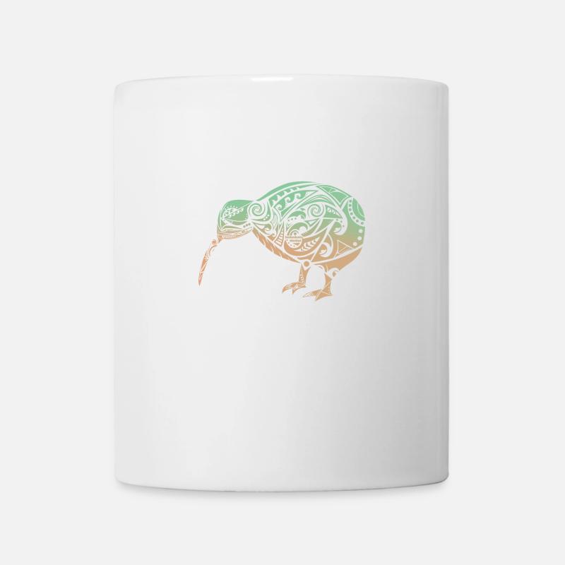 Maori Kiwi Oiseau Vert Orange - Idée cadeau - Mug blanc - blanc