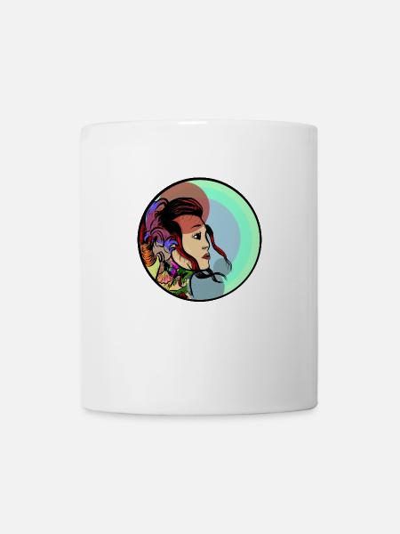 Tätowierte Frau mit Drache - Tasse - Weiß