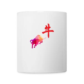 Chinese zodiac sign buffalo Low Poly Art - Mug - white - Front