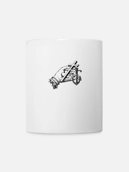 Main avec croix, coeur et ancre - Mug blanc - blanc