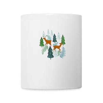 Jagdzeit Waldbewohner Hirsch und Reh Geschenk - Tasse - Weiß - Vorne