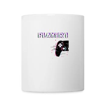 Player 1 Glitch Humor Gift Gamer Couple Love - Mug - white - Front