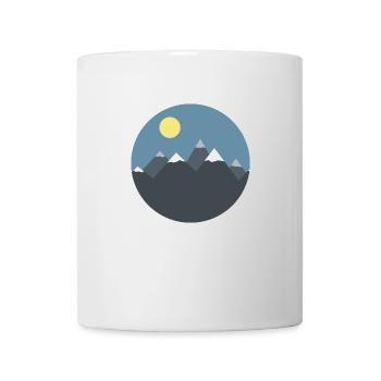 Landschaft Nachtsonne Mond Berge Natur Schnee - Tasse - Weiß - Vorne