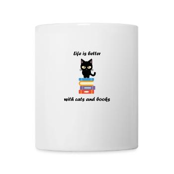 Das Leben ist besser mit Katzen und Büchern - Livres chats - Tasse - Weiß - Vorne