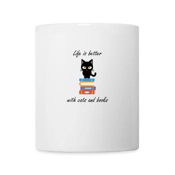 Das Leben ist besser mit Katzen und Büchern - Livres chats - Tasse - Weiß - Vorne