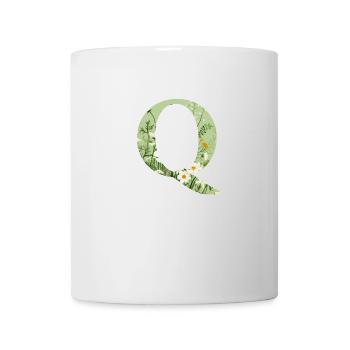 Letter Q, Monogram, Floral Pattern - Mug - white - Front