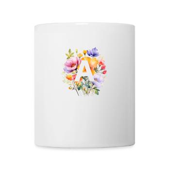 A Monogramm , bunter Blumenstrauss - Tasse - Weiß - Vorne
