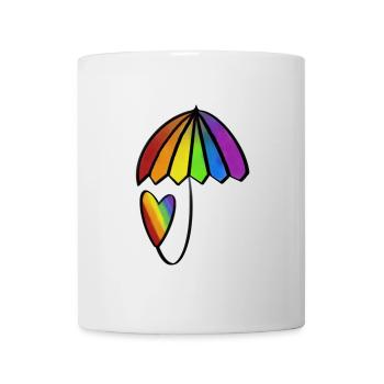 Regenbogen Herz mit Schirm - Tasse - Weiß - Vorne