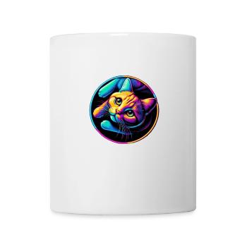 Katze Neon Bunt Farbig - Tasse - Weiß - Vorne