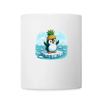 Witziger Pinguin mit Ananas auf Eisscholle - Tasse - Weiß - Vorne