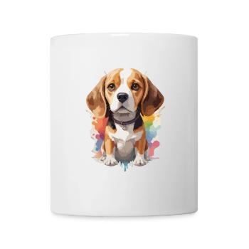 Beagle Hund Portrait Bunt - Tasse - Weiß - Vorne