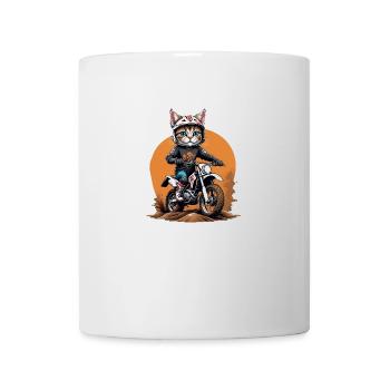 Cat Motocross Bike Gift Supermoto Motorcycle - Mug - white - Front