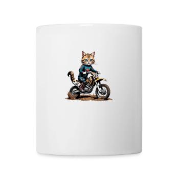 Cat Motocross Bike Geschenk Supermoto Motorrad - Tasse - Weiß - Vorne