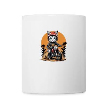 Cat Motocross Bike Gift Supermoto Motorcycle - Mug - white - Front
